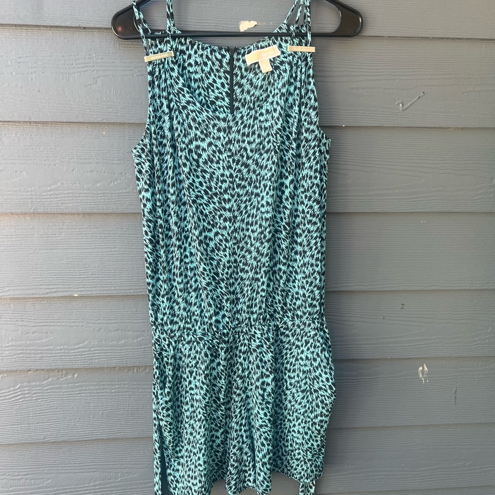 Michael Kors Teal Leopard Print Romper With Belt Size M